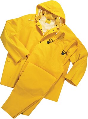 Anchor Brand Rainsuits, PVC/Polyester, Size S, Front Closure, Yellow