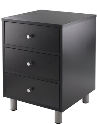 Winsome Daniel 22 x 16.61 x 15 3/4 Composite Wood Accent Table With 3 Drawers, Black