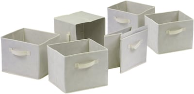 Winsome Fabric Capri Foldable Basket, Beige, 6/Pack