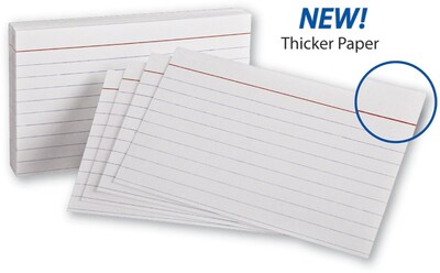Oxford Heavyweight Lined Index Cards, 3 X 5, White, 100 Cards/Pack (OFX63500)