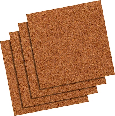 Quartet® Natural Cork Tiles, 12 x 12, Frameless, Modular, 4 Pack