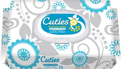 Cuties™ Sensitive Baby Wipes, 72 Wipes/Pack, 12 Packs/Carton