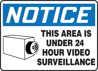 Accuform 7 x 10 Aluminum Safety Sign NOTICE THIS AREA IS..W/GRAPHIC, Blue/Black On White (MASE80
