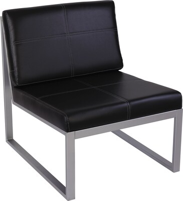 Alera Reception Lounge Series Chair, Armless, Leather Cube Chair, Black