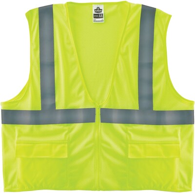 Ergodyne GloWear 8220Z High Visibility Sleeveless Safety Vest, ANSI Class R2, Lime, S/M (21123)