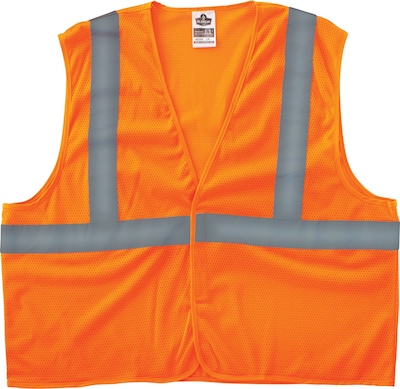 Ergodyne GloWear® 8205HL High Visibility Sleeveless Safety Vest, ANSI Class R2, Orange, S/M (20963)