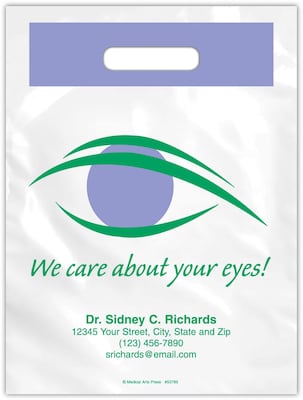 Medical Arts Press® Eye Care Personalized Large 2-Color Supply Bags; 9 x 13, We Care About Your Eye