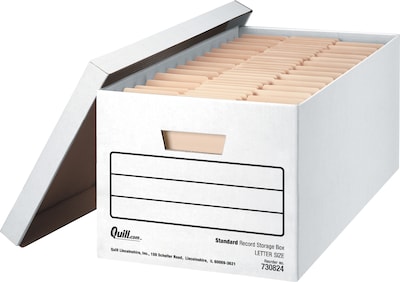 Quill Brand® 35% Recycled Corrugated Medium-Duty File Storage Boxes, Lift-Off Lid, Letter, White, 12