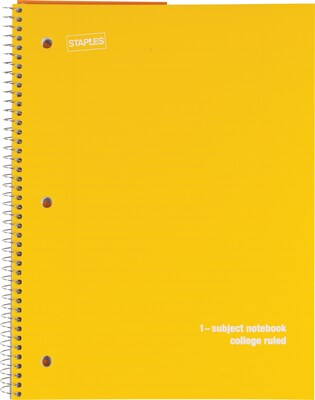 Staples® 1-Subject Notebooks, 8 x 10.5, College Ruled, 75 Sheets, Assorted, 48/Carton (27620CT)