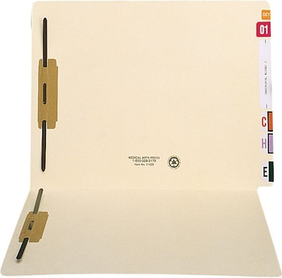Medical Arts Press® Extended End-Tab Folders; Fastener Positions 1 and 3; 14 pt., 250/Box