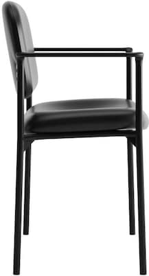 HON Scatter Stacking Guest Chair, Fixed Arms, Black SofThread Leather NEXT2018 NEXT2Day