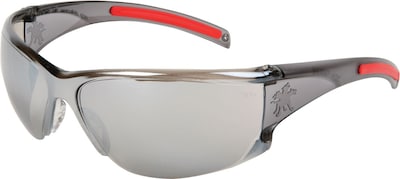 Crews HellKat™ HK117 Safety Glasses, Smoke Frame, Silver Mirror Lens
