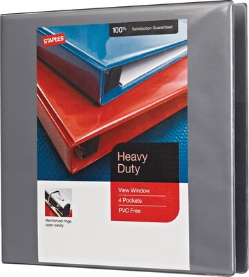 Staples® Heavy Duty 1-1/2" 3 Ring View Binder with D-Rings, Gray (26342) |  Quill.com