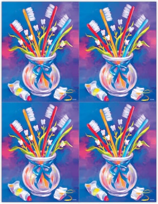 Dental Postcards; for Laser Printer; Toothbrushes in a Cup, 100/Pk