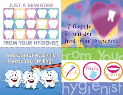 Dental Assorted Postcards; for Laser Printer; Hygenist Reminder, 100/Pk