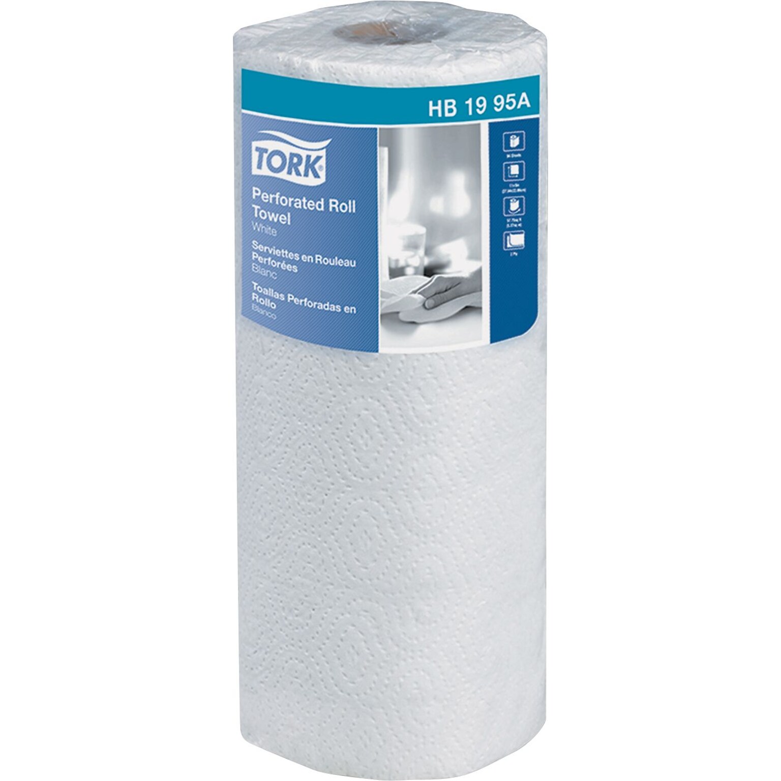 Tork® Jumbo Perforated Kitchen Paper Towel Roll, White, 210 Sheets/Roll, 12 Rolls/Carton