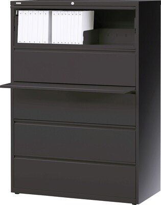 Quill Brand 5 Drawer Lateral File Cabinet Locking Letter Legal Charcoal 42 W 26828d Quill Com