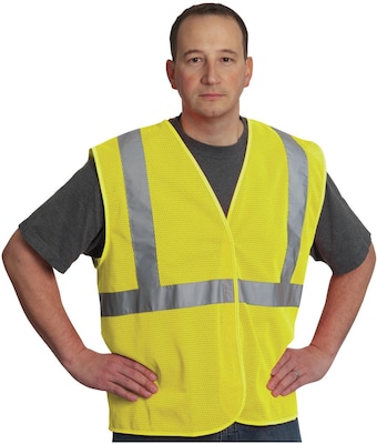 PIP High Visibility Sleeveless Safety Vest, ANSI Class R2, Yellow, 2XL (302-MVGLY-2X)