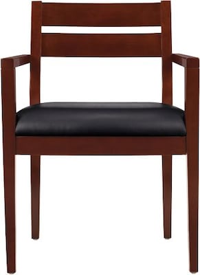 Offices To Go Luxhide Wood Guest Chair, Black/Cordovan Finish (OTG11820BCX)