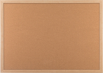 U Brands Cork Bulletin Board, 47" x 35", Oak Finish Frame