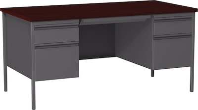 Quill Brand® 60W Mahogany Laminate Fortress Series Desk with Double Pedestal
