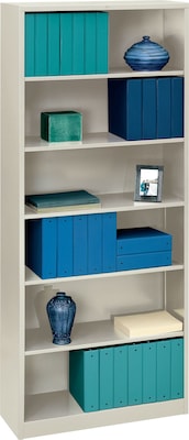 HON Brigade Bookcase, Light Gray, 6-Shelf, 81 1/8H