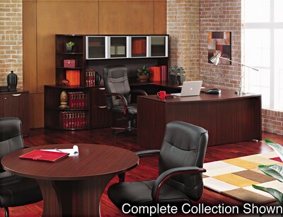 Alera™ Valencia Series Executive Suites in Mahogany, Straight Front Desk Shells, 66"W