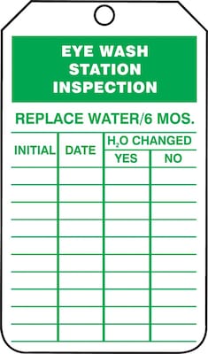 Accuform Safety Tag, EYE WASH STATION INSPECTION, 5 3/4 x 3 1/4, RP-Plastic, 25/Pack (TRS245PTP)