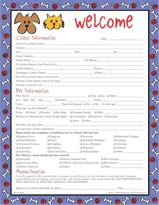 Medical Arts Press® Welcome/Registration Forms/Dog and Cat Cartoon/Welcome