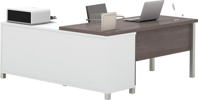 Bestar Pro-Linea 71W L-Desk, White & Bark Grey (120883-47)