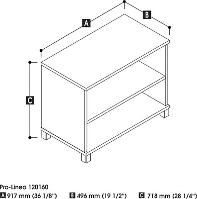 Bestar® Pro-Linea 28" Laminate 2-Shelf Bookcase, Bark Grey (120160-1147)