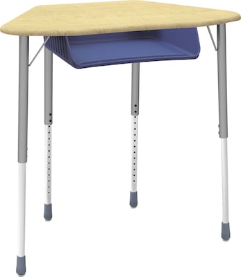 Virco® Adjustable-Height 4-Leg Open-Front Plastic Top Collaborative Student Desk; le/Blue, 2/CT