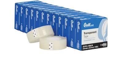 Quill Brand® Transparent Tape, Glossy Finish, 3/4 x 1296 Roll, 12 Pack (765004PK)