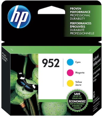 HP 952 Cyan/Magenta/Yellow Standard Yield Ink Cartridge, 3/Pack (N9K27AN#140)