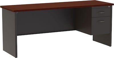 Quill Brand® Modular Desk Right Hand Single Pedestal Credenza, Charcoal/Mahogany, 24Dx72W