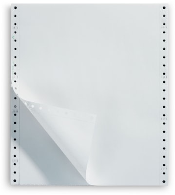 White Continuous Form Paper, 1-Part, 18 lb., 9-1/2x11, 2,500/Box, Recycled