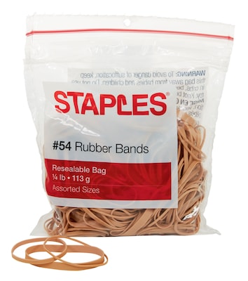 Staples® Economy Rubber Bands, Size #54, Assorted Sizes, 1/4 lb. Bag, 300/Pack (28623-CC)