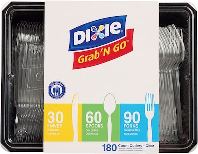 Dixie Grab'N Go Plastic Assorted Cutlery Keeper, Heavy-Weight, Clear, 180/Pack (CH0369DX7)