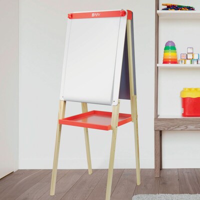 Childcraft Double Adjustable Easel, Dry Erase Panels, Paper Roll, Hold