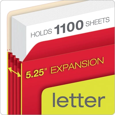 Pendaflex 10% Recycled Reinforced File Pocket, 5 1/4 Expansion, Letter Size, Red (2548672)