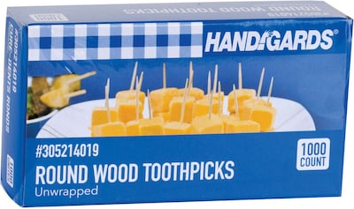 Handgards Toothpicks Round Wood, Unwrapped, 12,000/Carton (431409)