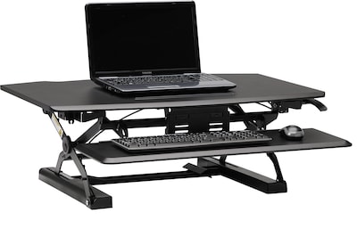 HON 35W Desktop Riser with Keyboard Tray, Black (BSXRISERBLK)