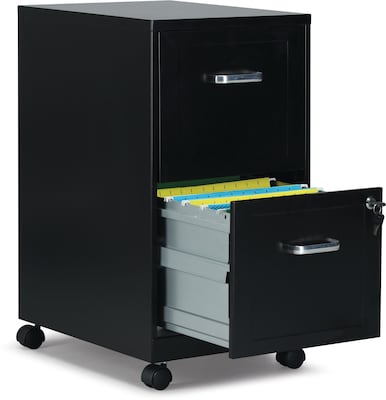 Quill Brand® 2-Drawer Vertical File Cabinet, Locking, Letter, Black, 18"D  (52145) | Quill.com