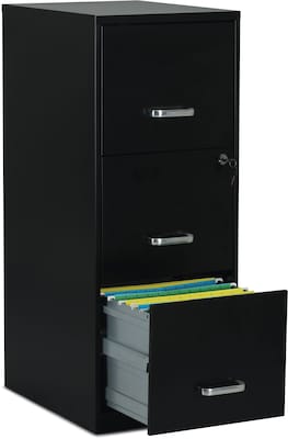 Quill Brand® 3-Drawer Vertical File Cabinet, Locking, Letter, Black, 18D (52151)