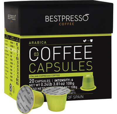 Bestpresso® Compatible Nespresso, Pods, Arabica Blend, Light Intensity, 20  Capsules per Box (BEST-03 | Quill.com