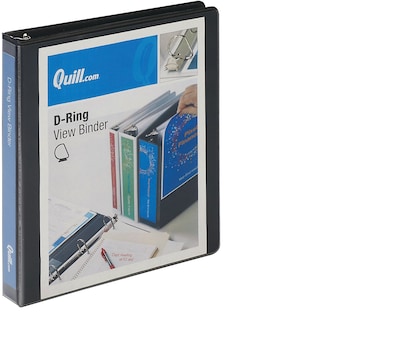 Quill Brand® Standard 1 3 Ring View Binder with D-Rings, Black (7320101)