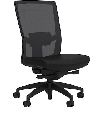 Union & Scale Workplace2.0™ Fabric Task Chair, Black, Adjustable Lumbar, Armless, Advanced Synchro T