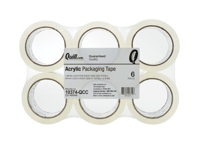 Quill Premium Shipping Packaging Tape; 2.6 mil; 55 yards long, 6 Rolls/Pack