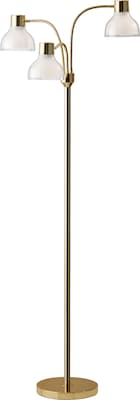 Adesso® Presley 69H Shiny Gold 3-Arm Adjustable Floor Lamp with Frosted Bell Shade (3566-04)