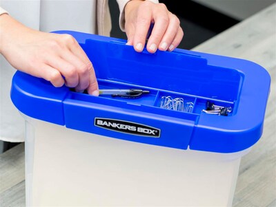 Bankers Box Heavy-Duty Plastic Portable File Storage Box, Letter Size,  Blue/Clear (0086301) | Quill.com